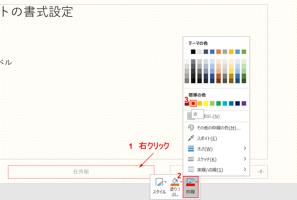 フッターの赤い枠線