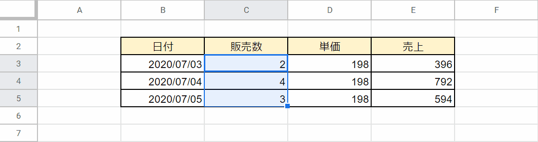 他のセルに反映する