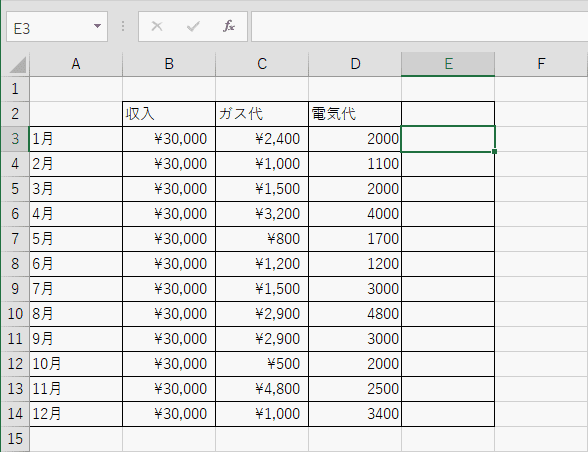 減算結果を表示するセルを選びます。