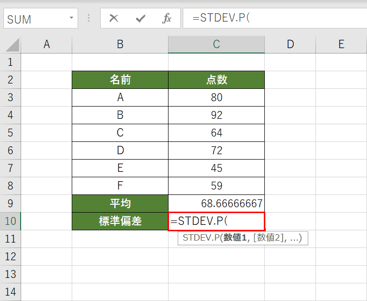 ティッカーP 関数を入力します。