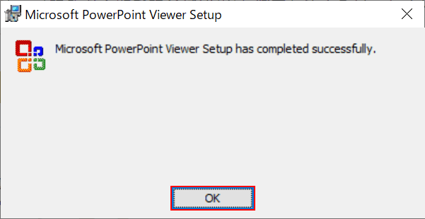 PowerPointビューアのインストールが完了しました