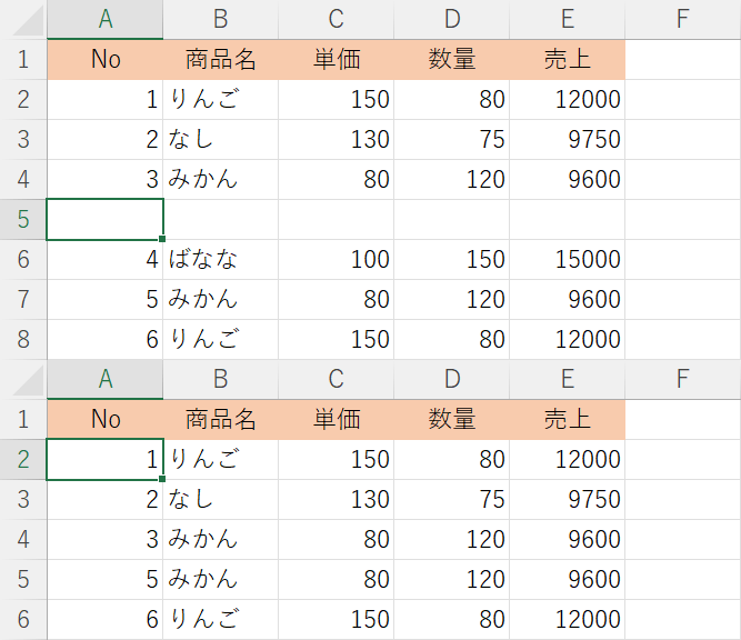 行を挿入/削除しても、行番号は変更されません。