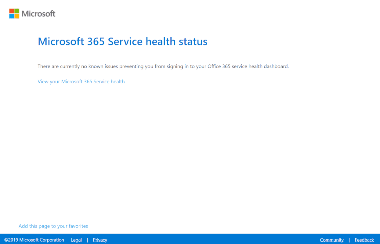 マイクロソフト 365 サービスの正常性状態