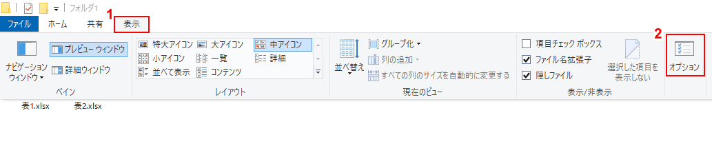 表示オプションの選択