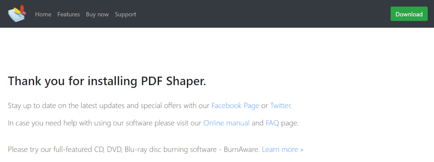 PDFシェイパーフリーインストール完了